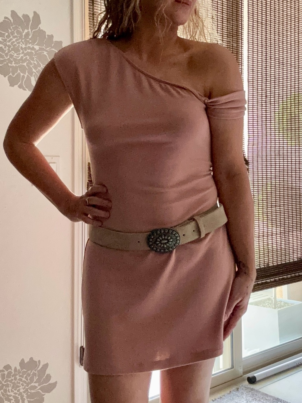 Elegant Pink One-Shoulder FREE PEOPLE Dress